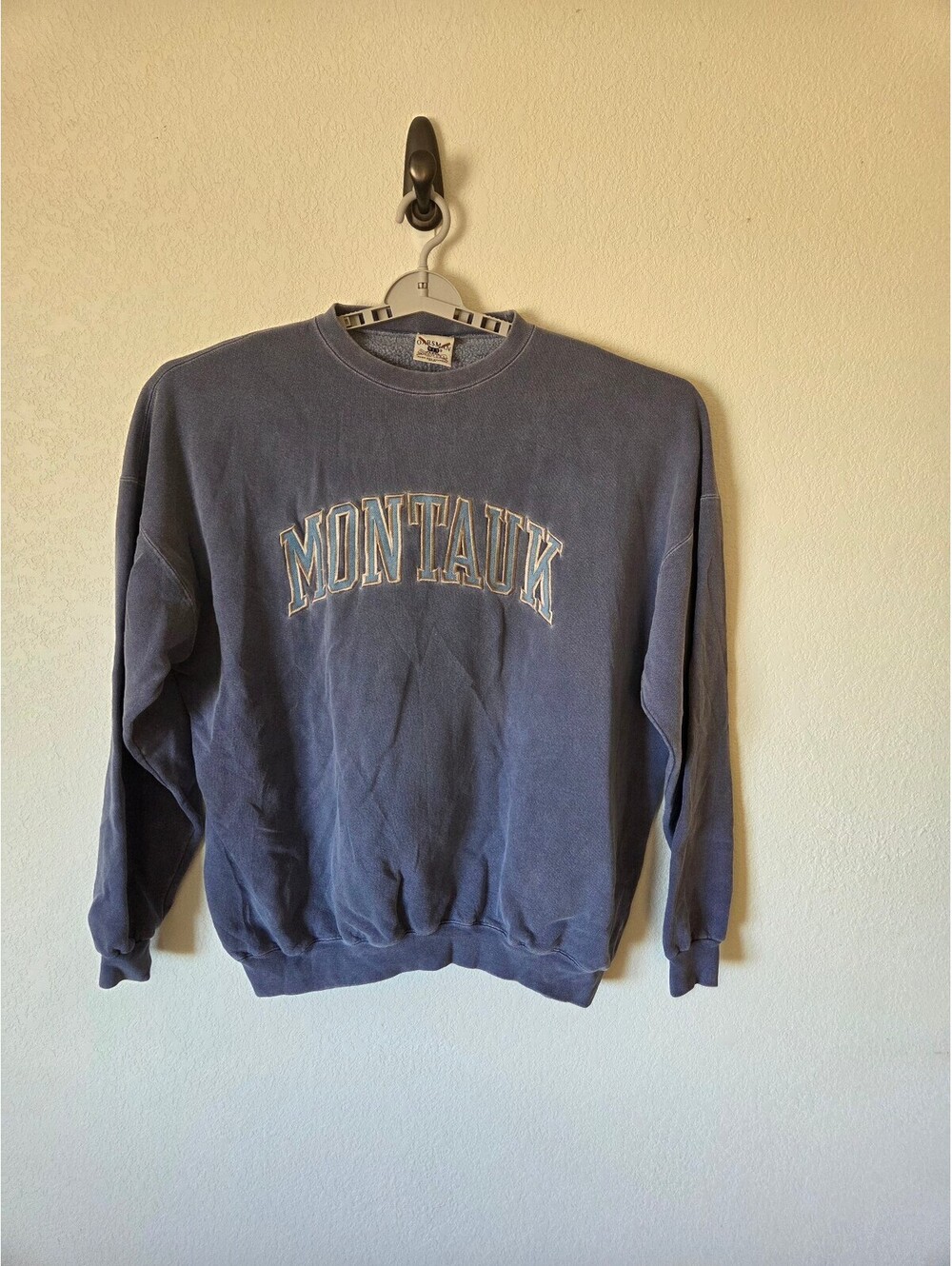 Vintage Embroidered Oarsman Montauk Blue Crewneck Sweatshirt Made in USA